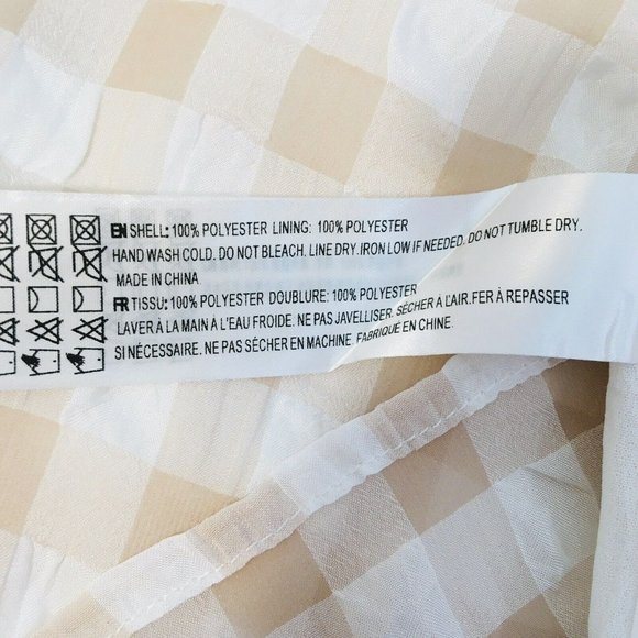 En Saison Pink Gingham Mini Skirt Sz M Side Faux Sash Seersucker Lined Zip - Picture 9 of 9